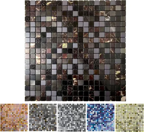 Miniatura 2 de XUANINY Azulejos de protección contra salpicaduras para cocina, baño, chimenea, mosaico de aluminio metálico autoadhesivo (12 x 12 pulgadas)