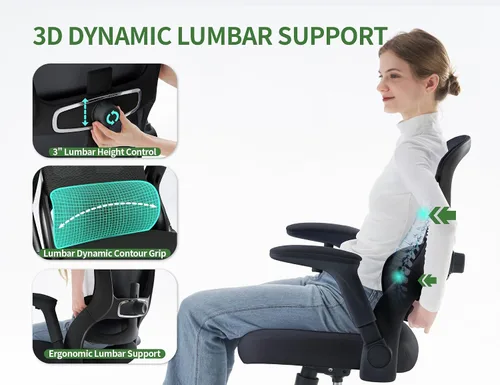Miniatura 3 de Silla de oficina Silla de escritorio ergonómica cómoda: Silla de computadora de malla de 400 libras, sillas ergonómicas para juegos con ruedas, Negro