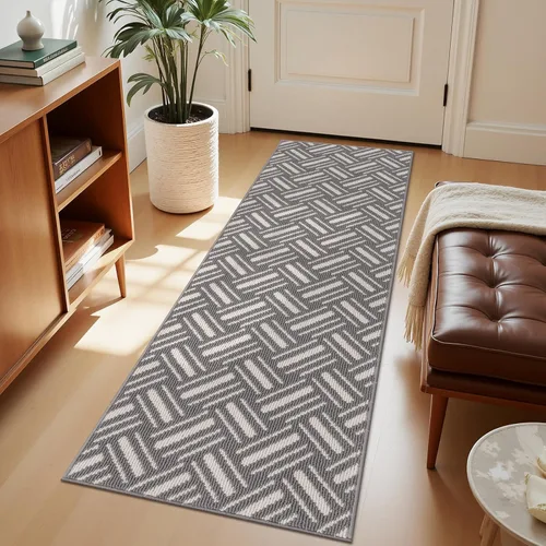 Miniatura 20 de U'Artlines Alfombra de pasillo larga para pasillo de 2 x 8 pies, antideslizante, alfombra de piso de cocina, patrón geométrico beige, lavable a