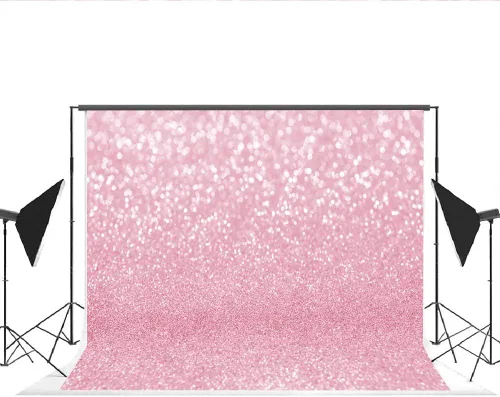 Miniatura 4 de Lofaris Telón de fondo de fotografía Bokeh rosa con puntos brillantes simulados, fondo abstracto de halos brillantes para baby shower, decoración