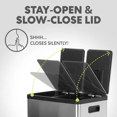 Miniatura 7 de SIMPLI-Magic Cubo de basura con pedal de 16 galones (60L), cubo de basura de cocina de doble compartimento con contenedores de basura y reciclaje