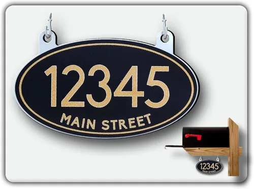 Miniatura 11 de Curb N Sign Placas de Números Colgantes para Buzón - Hechas de Material Compuesto de Aluminio - Súper Reflectantes, Opciones de Doble Cara Números