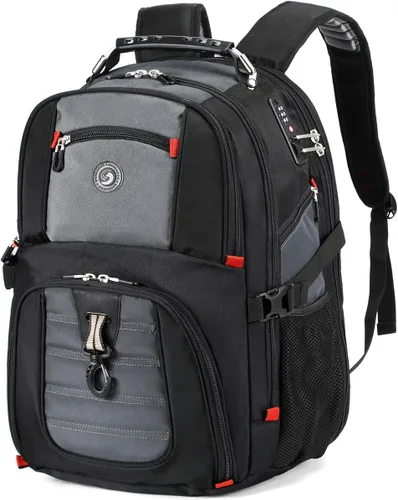 Miniatura 9 de SHRRADOO Mochila de viaje extragrande para laptop de 50L con puerto de carga USB, mochila para universidad y escuela secundaria, bolsa de trabajo