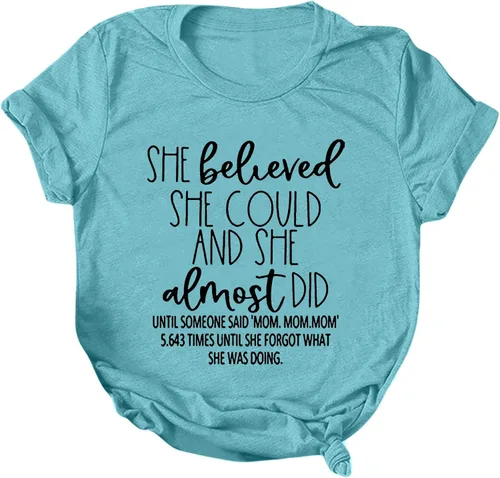 Miniatura 2 de Camisetas novedosas para mujer, manga corta, casual, de verano, divertidas, con estampado de letras, para vacaciones, cuello redondo, lindo gráfico