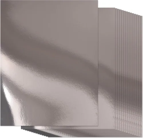 Gift Boutique 60 piezas de papel de cartulina plateado metálico, hojas de tablero de aluminio, superficie con acabado espejo para invitaciones de