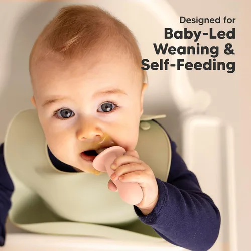 Miniatura 7 de KeaBabies Juego de 4 cucharas y tenedores de silicona para bebés - Utensilios para destete con luz LED para bebés de 6 a 12 meses, cuchara y tenedor