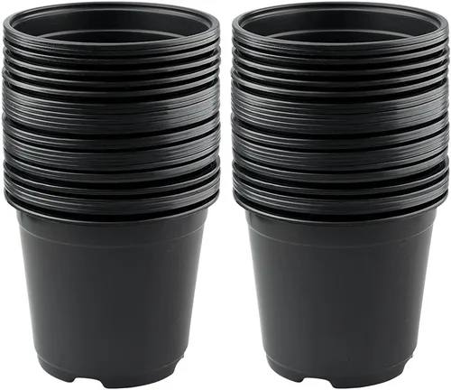 KINGLAKE 100 piezas de plantas de plástico de 6 pulgadas, macetas de vivero, plantas de semillero, contenedor de plantas de flores, macetas de Negro