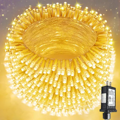 Miniatura 13 de Guirnalda de 100 luces LED conectables para interiores y exteriores, luces de Navidad blancas cálidas de 33 pies, impermeables, 13 modos