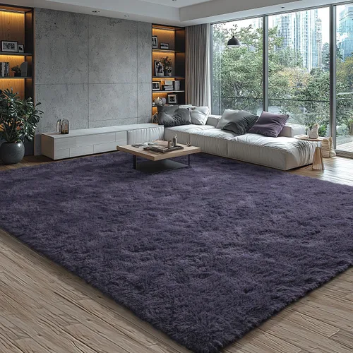 Miniatura 55 de EVOIONOS - Alfombra redonda gris para dormitorio, 5x5 pies; alfombras circulares suaves y esponjosas para sala de estar, alfombras de felpa peludas