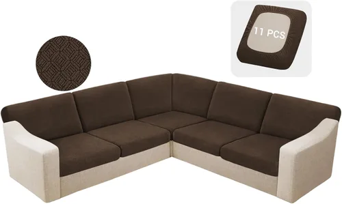 Miniatura 23 de HDCAXKJ - Fundas impermeables para cojín de sofá modular, fundas elásticas para cojín de sofá de esquina, fundas protectoras de muebles de jacquard