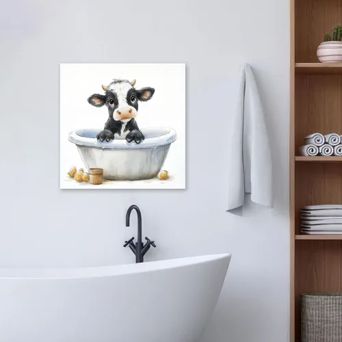 Miniatura 6 de Kunstorner Decoración de baño de vaca para decoración de pared de dormitorio y sala de estar (13.5 x 13.5 pulgadas)
