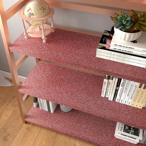 Miniatura 4 de VEELIKE Papel tapiz con purpurina oro rosa de 15.7''x118'' papel tapiz rosa brillante despegar y pegar papel de contacto con purpurina rollo de tela