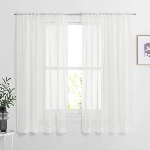 Miniatura 19 de NICETOWN Cortinas traslúcidas blancas de 63 pulgadas de largo para dormitorio, cortinas de gasa translúcida con bolsillo para barra, paneles