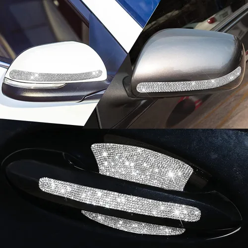 Miniatura 5 de BetterJonny 10 unidades de protector contra arañazos de cristal, protector contra arañazos de diamantes para coche para mujeres y niñas (plata)