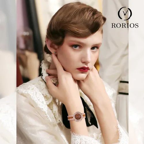 Miniatura 2 de RORIOS Reloj analógico de cuarzo para mujer, con pulsera de diamantes de imitación completa, reloj de pulsera de moda, reloj de diamantes