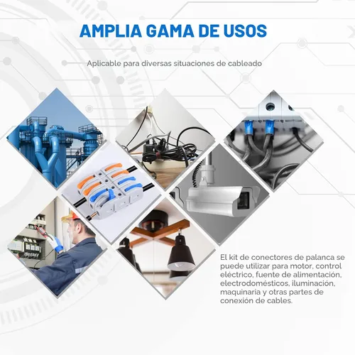 Miniatura 6 de Kit de conectores de palanca para cables eléctricos de conexión rápida, para terminales en línea compactos, 28-12 AWG, 1 entrada 1 salida, 60 piezas