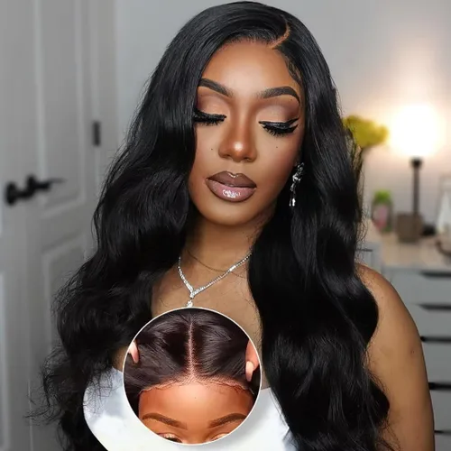Miniatura 39 de Aaliweya Peluca de encaje frontal 360 HD con encaje frontal 360, peluca de cabello humano para mujer, densidad 180, prearrancada, sin pegamento, 1B
