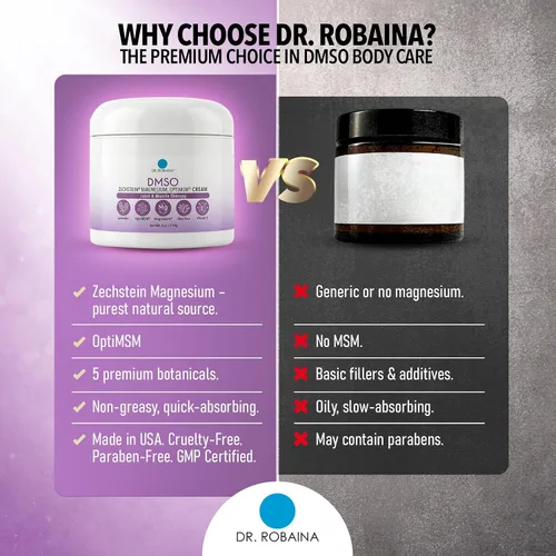 Miniatura 8 de Dr. Robaina Crema DMSO de lavanda - 99.9% DMSO puro grado farmacéutico Fórmula con magnesio Zechstein, árnica, aloe vera, vitamina E - 4 onzas