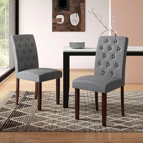 Miniatura 8 de NAFORT Sillas de comedor de tela, sillas clásicas de respaldo alto para cocina, sala de estar, patas de madera de goma maciza, silla acolchada