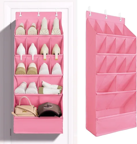 Miniatura 13 de FENTEC 1 paquete de organizadores de zapatos para colgar sobre la puerta, organizador de zapatos colgante con bolsillo profundo grande para zapatos