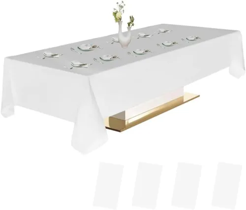Miniatura 11 de Urby Paquete de 12 manteles rectangulares de plástico, con asientos para 4-6 personas, mantel desechable resistente y empaquetado individualmente