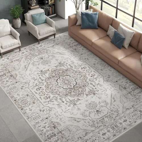 Miniatura 39 de jinchan Alfombra de área pequeña lavable floral vintage, alfombra de entrada simétrica de medio círculo de 2 x 3, alfombra de entrada suave de pelo