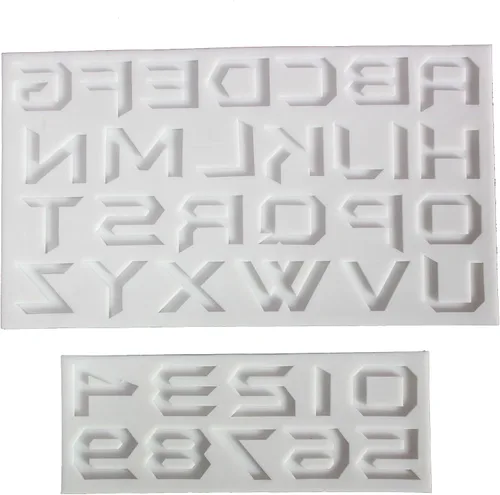 Moldes de silicona elegantes con letras y números del alfabeto inglés para fondant, pasta de goma, chocolate, decoraciones de pastel DIY (angulares)