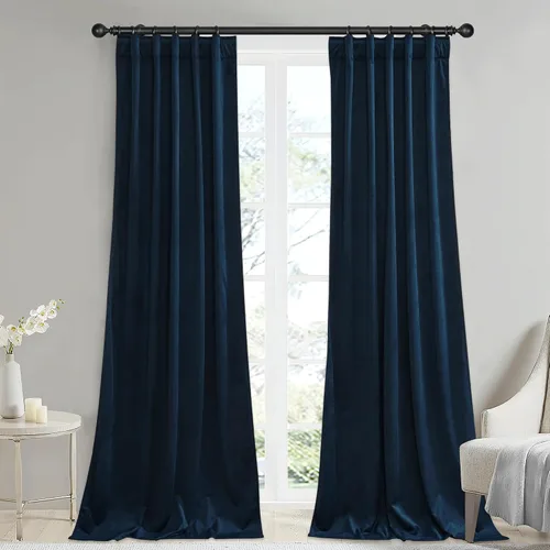 Miniatura 28 de StangH Cortinas de terciopelo súper suaves con pestaña trasera, cortinas azul marino para puerta corredera, decoración de lujo, cortinas opacas