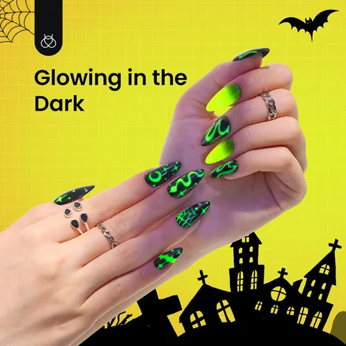 Miniatura 4 de Beetles - Esmalte de uñas de gel amarillo luminoso que brilla en la oscuridad, color verde nocturno, color luminoso que se absorbe con lámpara LED U