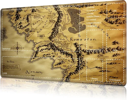 Miniatura 37 de Tapete de juego para MTG Card Playmat con zona, tapete de juego para MTG TCG de 24 x 14 pulgadas, tapete de juego antideslizante para tablero