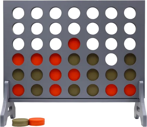 Miniatura 83 de Juego gigante 4 en una fila para familia y adultos – Tailgating Pros Jumbo de madera gris cuatro en una fila juego de patio para interiores