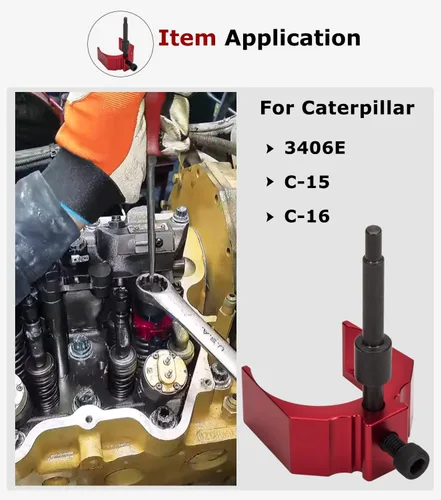 Miniatura 2 de 9U-7227 Medidor de ajuste de altura de inyector herramienta de aleación de aluminio para CAT Caterpillar 3406E, C-15 y C-16 (Rojo)