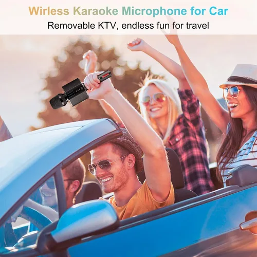 Miniatura 5 de BONAOK - Micrófono de karaoke, inalámbrico Bluetooth portátil para adultos y niños, para automóvil, hogar, al aire libre, fiesta, máquina de karaoke