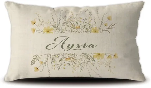 Miniatura 17 de Custom Gifts Bloom Flowers Green Leaves Personalized Floral Pillowcase with Name, 16x16 Inch Double Sided, Spring Summer Flower Pillow Cover Gifts
