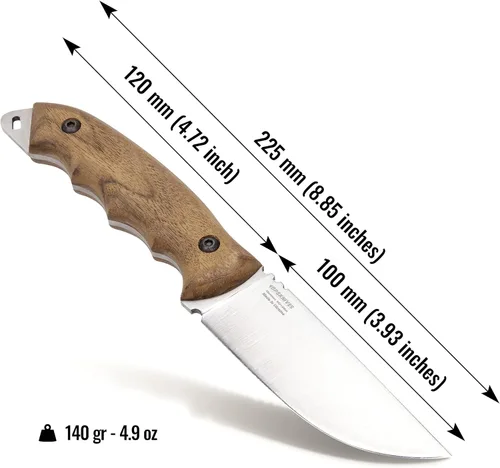 Miniatura 3 de BPSKNIVES HK4 SSH - Cuchillo de acero inoxidable de hoja fija - Cuchillos de espiga completa con funda de cuero - Cuchillos de campamento tácticos