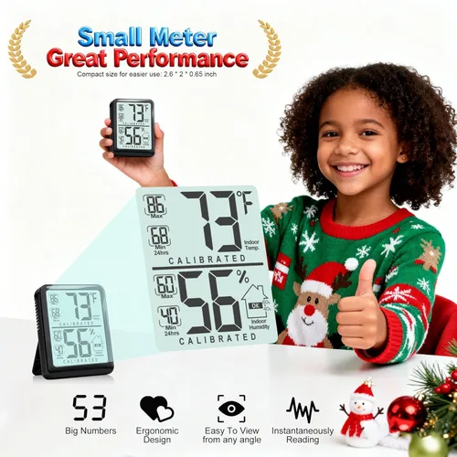Miniatura 3 de Antonki Termómetro de habitación, Higrómetro digital pequeño Termómetro interior Medidor de humedad, Medidor de temperatura y humedad con registro