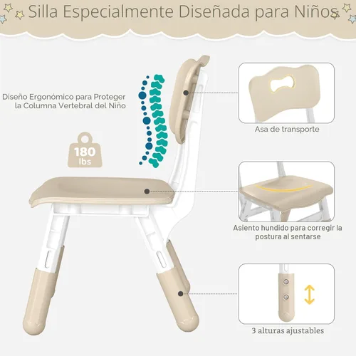 Miniatura 5 de DOREROOM Juego de mesa y 2 sillas para niños, mesa y sillas para niños pequeños de altura ajustable con escritorio de graffiti, 31.5 pulgadas