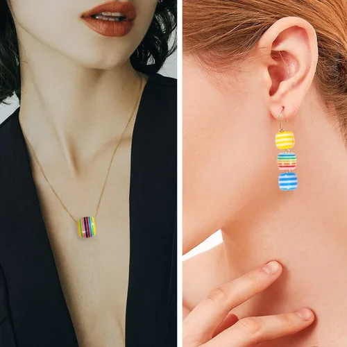 Miniatura 6 de 100 cuentas europeas de agujeros grandes, cuentas espaciadoras de colores surtidos, para manualidades, joyería, manualidades, collares, suministros