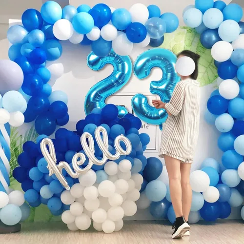 Miniatura 7 de Globos gigantes de papel aluminio azul del número 20 de 40 pulgadas, globos gigantes de helio número 20 para niños y niñas, decoraciones de azul