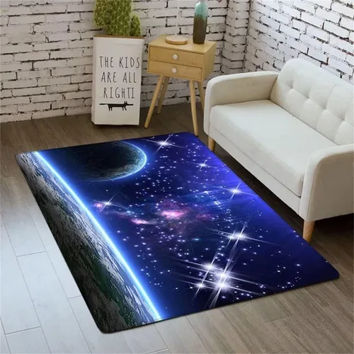 Miniatura 13 de Alfombra de espacio exterior para habitación de niños, 3 x 5 pies, alfombra Galaxy para dormitorio de niños, suave, antideslizante, sistema solar
