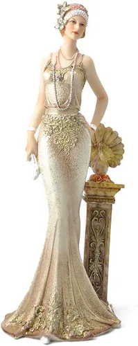 Comfy Hour Figura de dama de estilo victoriano de 13 pulgadas, elegante estatua de mujer vintage para decoración del hogar, escultura de poliresina