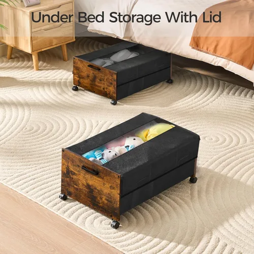 Miniatura 5 de FOUCSSOMEI Almacenamiento debajo de la cama con ruedas, contenedores de almacenamiento debajo de la cama, cajones debajo de la cama con marco