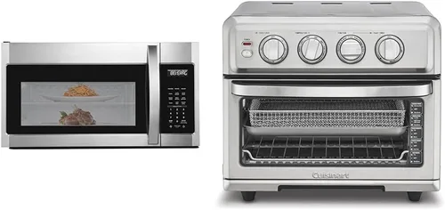 BLACK+DECKER Microondas de 1000 W sobre el rango con freidora de aire Cuisinart de 1800 W Horno tostador con horno, parrilla y parrilla