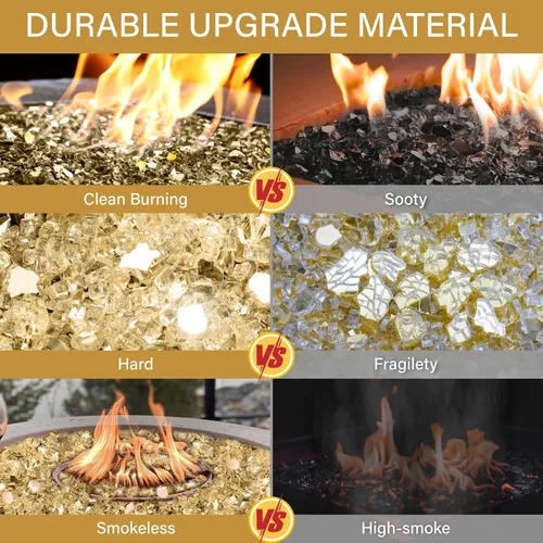 Miniatura 61 de NUPICK Vidrio de Fuego de 5 Libras, Vidrio Brillante para Fogata de 1/2 Pulgada, Roca de Vidrio Templado para Fogata para Propano o Gas Natural