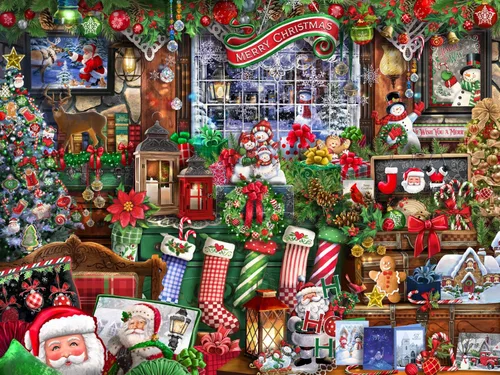 Vermont Christmas Company Christmas Collectibles - Rompecabezas de 550 piezas, divertido collage navideño para adultos y adultos jóvenes, 24 x 18