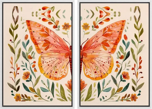 Miniatura 118 de SIGNFORD Lienzo enmarcado para pared, juego de arte con hojas de palmera de selva, polígonos geométricos, formas abstractas, ilustración, arte