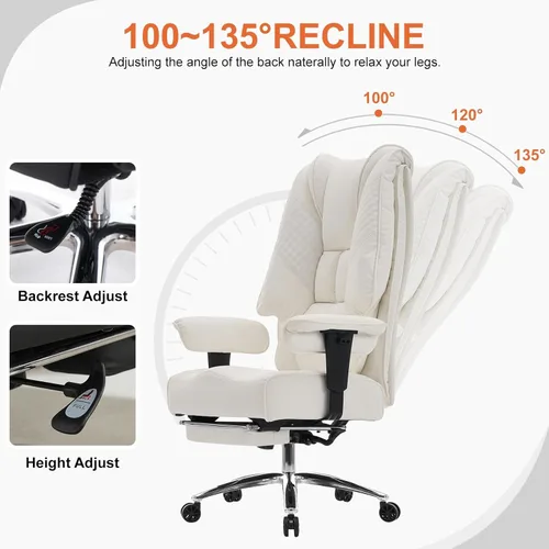 Miniatura 3 de EXCEBET Silla de Oficina Grande y Alta con Asiento Ancho de 400 libras, Sillas de Oficina Ejecutivas de Cuero con Respaldo Alto con Reposapiés