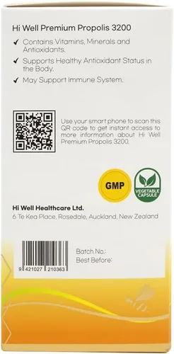 Miniatura 2 de Hi Well Premium Propolis 3200 Flavonoid 96mg 250VegeCápsulas