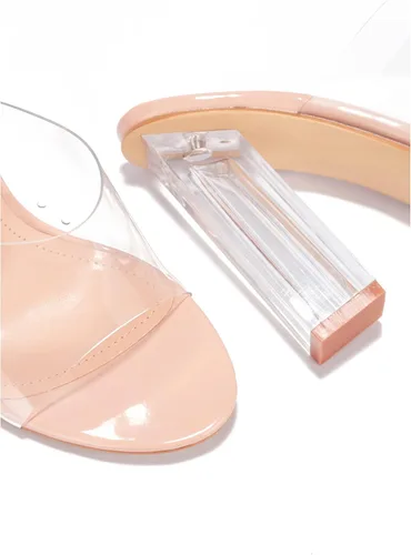 Miniatura 4 de Cape Robbin Fusion - Tacones altos transparentes de bloque grueso para mujer botines transparentes para mujer Claro