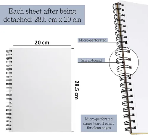 Miniatura 3 de Elan Libro de acuarela A4, papel de acuarela italiano 100% algodón, 15 hojas de papel de 10.58 oz/m², cuaderno de bocetos de acuarela A4, papel